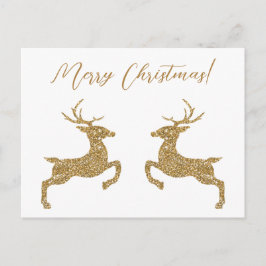 Postal Dos Venados En Faux Purpurina Amarillo Con Texto P