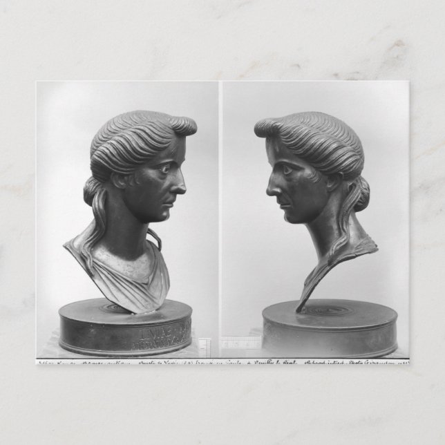 Postal Dos vistas de un busto de Livia (Anverso)