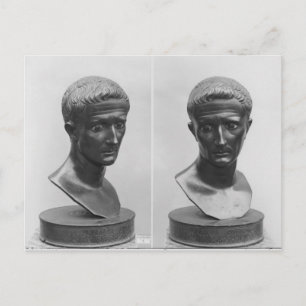 Postal Dos vistas de un busto del emperador Augusto