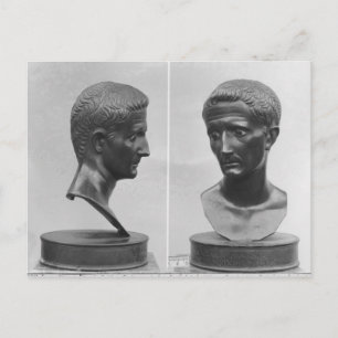 Postal Dos vistas de un busto del emperador Augusto