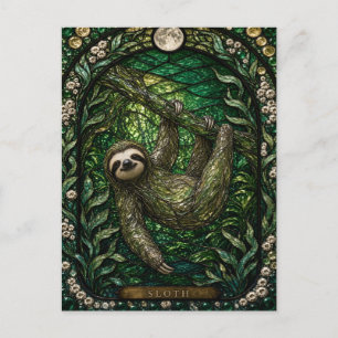 Postal Dosel de la selva tropical de perezoso vidrio empl
