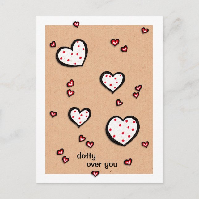 Postal Dotty Hearts Kraft Dotty Sobre Tu Postcard (Anverso)