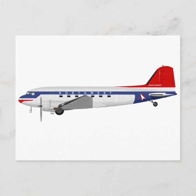Postal Douglas DC-3 Skytrain Northwest Airlines (Anverso)