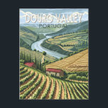 Postal Douro Valley Portugal Viaje al arte<br><div class="desc">Valle Douro en un estilo de arte vectorial. El valle de la región vinícola de Douro,  hasta Barca de Alva,  es la región vitivinícola demarcada más antigua del mundo.</div>