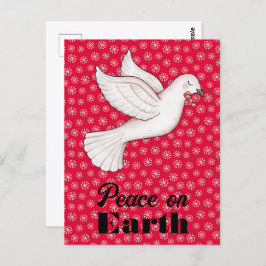 Postal Dove dulce y Berries Rojo Snowflakes Peace on Eart