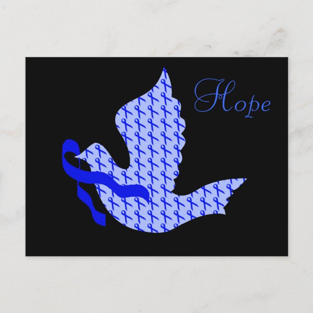 Postal Dove of Hope Blue Ribbon - Cáncer de Colón (Anverso)