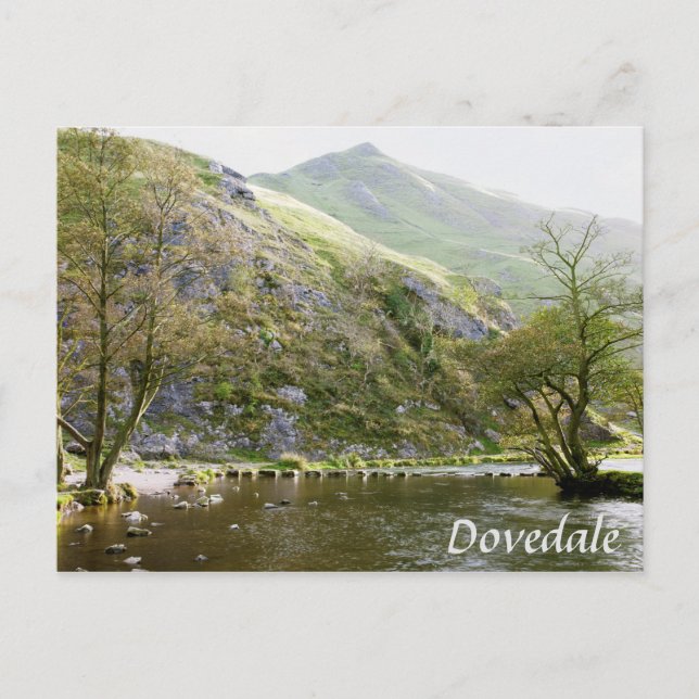 Postal Dovedale Derbyshire, foto de recuerdo del distrito (Anverso)