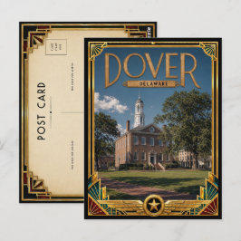 Postal Dover Delaware Arte Deco Vintage Edad Dorada