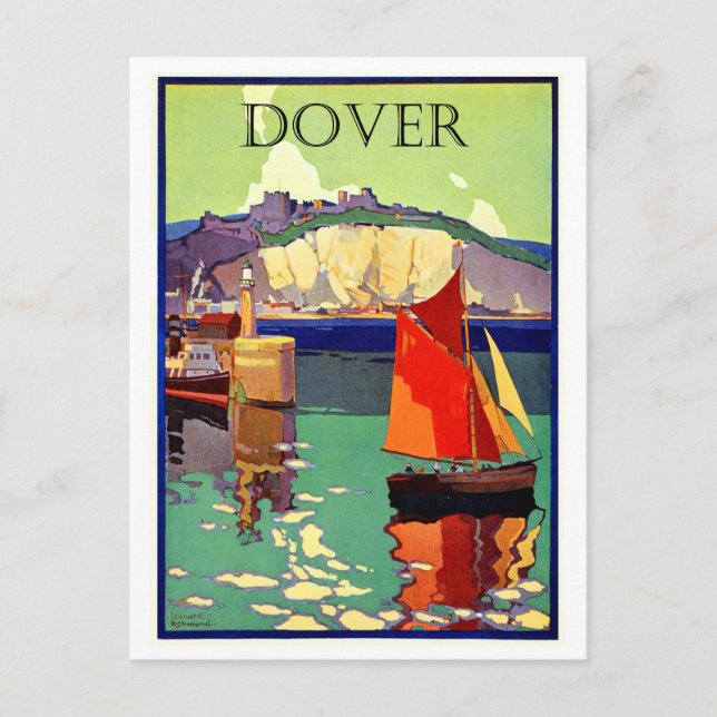 Postal Dover, Inglaterra, barco de vela, marina, vintage (Anverso)