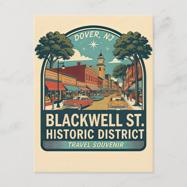 Postal Dover NJ Distrito Histórico de Blackwell St Retro (Anverso)