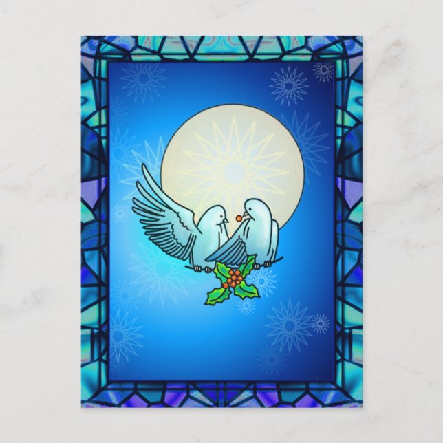 Postal DOVES & HOLLY de SHARON SHARPE (Anverso)