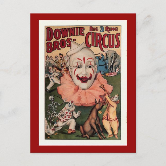 Postal Downie Bros. Circo vintage (Anverso)