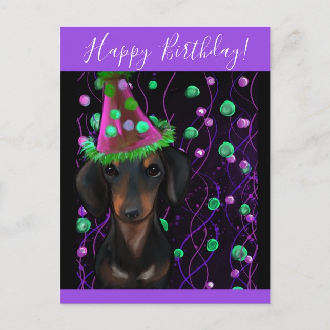Postal Doxie negro y canela (Anverso)