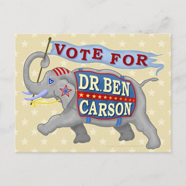 Postal Dr. Ben Carson Presidente 2016 Elefante Republican (Anverso)
