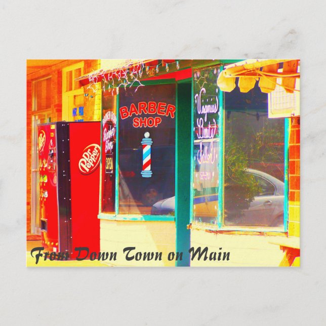 Postal Dr. Pepper y un corte de pelo (Anverso)