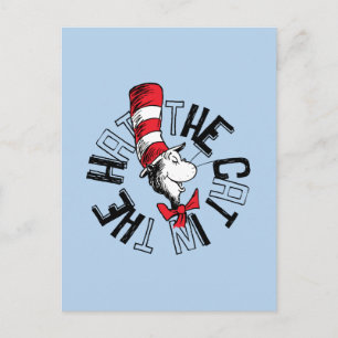 Postal Dr. Seuss   Arte redondo del gato en el sombrero