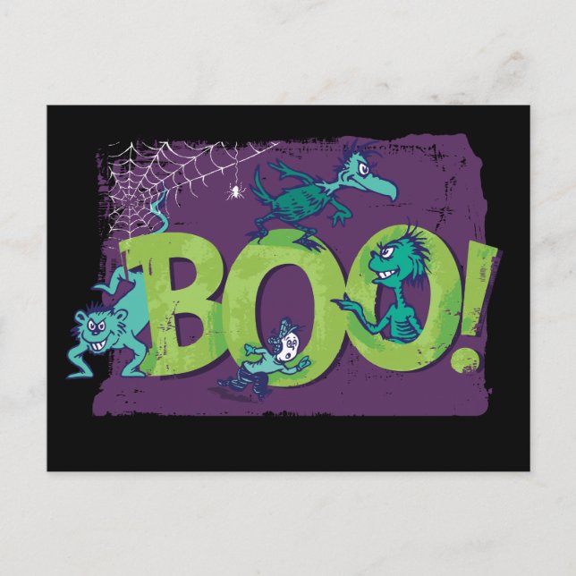 Postal Dr. Seuss | ¡BOO! Gráfico de Halloween (Anverso)
