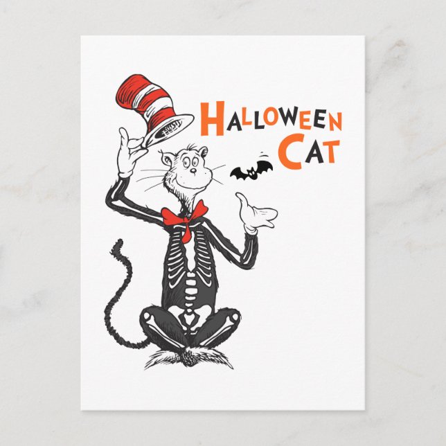 Postal Dr. Seuss | Gato con Sombrero de Halloween (Anverso)