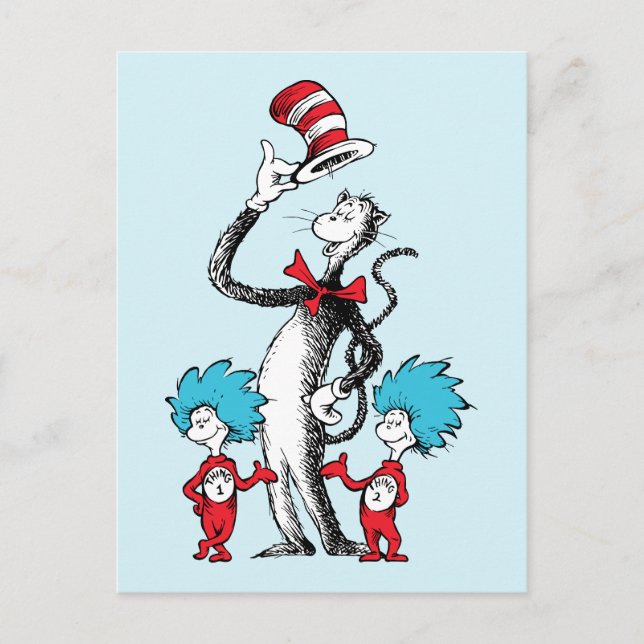 Postal Dr. Seuss | Gato en el Gorra, cosa uno y cosa dos (Anverso)