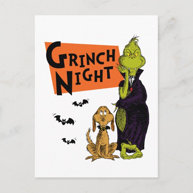 Postal Dr. Seuss | Gráfica nocturna de Hallowen Grinch (Anverso)