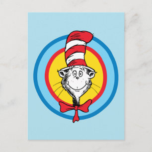 Postal Dr. Seuss   Gráfico de la cabeza del gato con somb