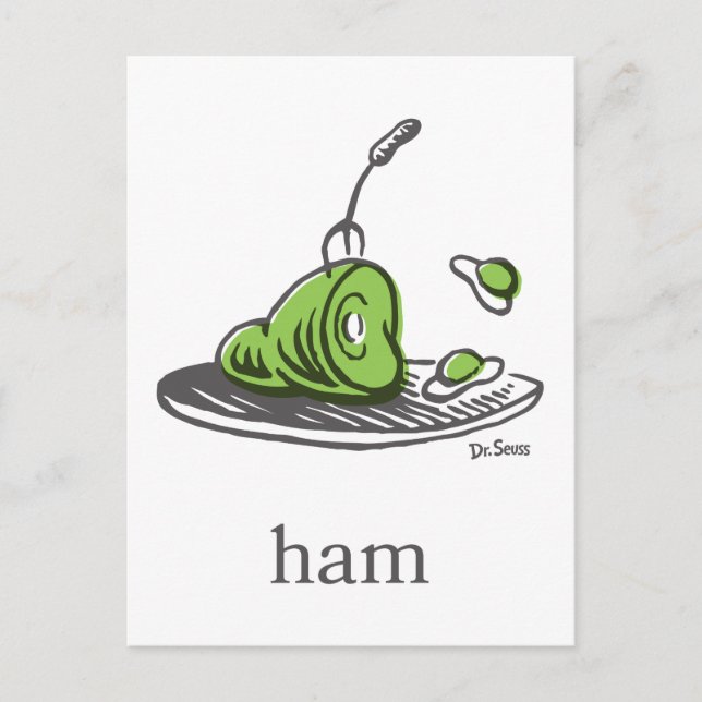 Postal Dr. Seuss | Huevos verdes con jamón (Anverso)