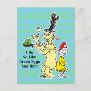 Postal Dr. Seuss Huevos verdes con jamón Amigo y Sam-