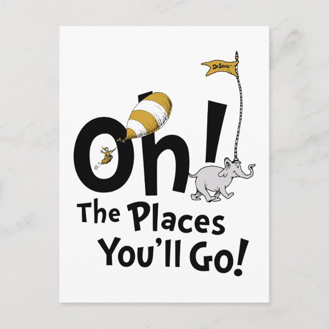 Postal Dr. Seuss | ¡Oh, los lugares que irás! Retro (Anverso)