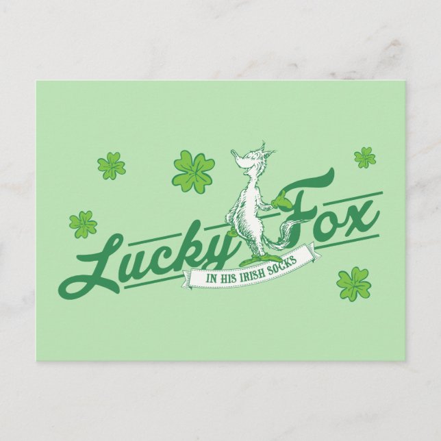 Postal Dr. Seuss | Zorro Suerte En Sus Calcetines Irlande (Anverso)