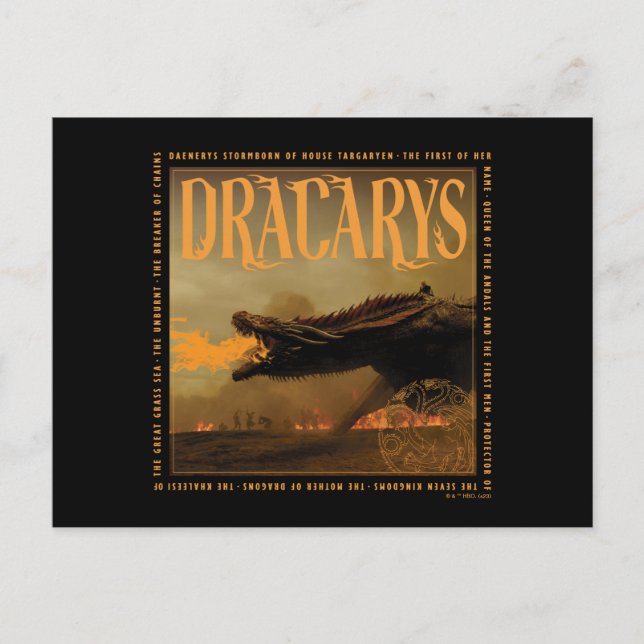 Postal "Dracarys" Drogon Breathing Fire Graphic (Anverso)