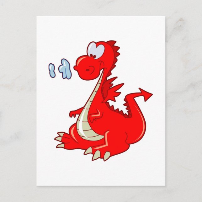 Postal dragon302 PERSONALIZADO ROJO DRAGON CUTE FELIZ GRA (Anverso)