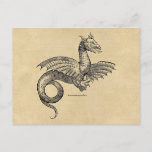 Postal Dragón alado Sepia Postcard