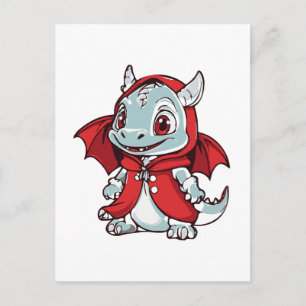 Postal Dragón Albino en Rojo
