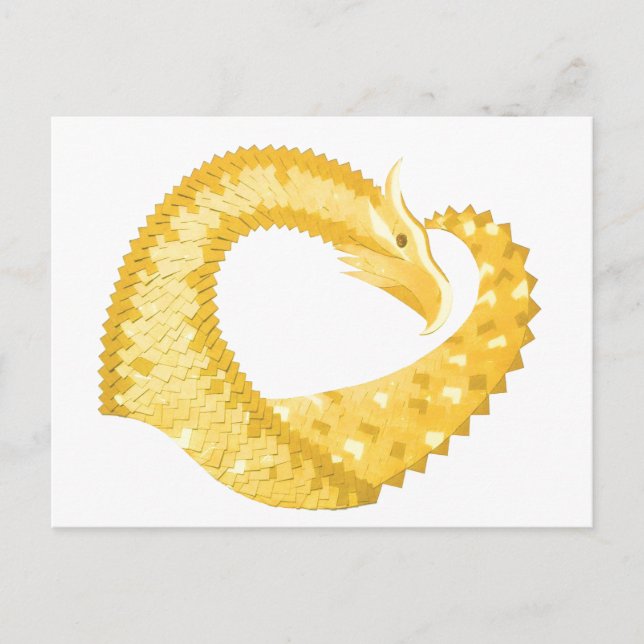 Postal Dragón amarillo del corazón en blanco (Anverso)
