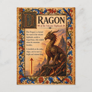 Postal Dragón, Arte de Bestiario Medieval