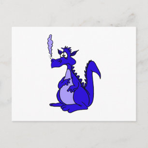 Postal Dragón azul con humo