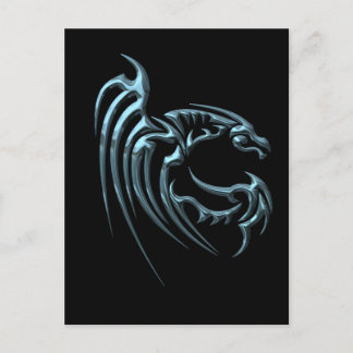 Postal Dragón azul metálico con rayas