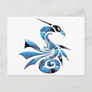 Postal Dragón azul y negro