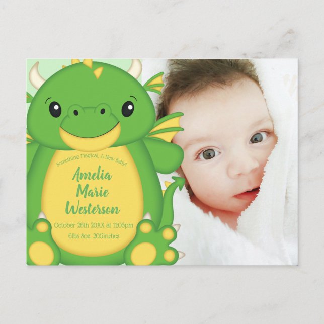 Postal Dragon Baby Shower Green (Anverso)