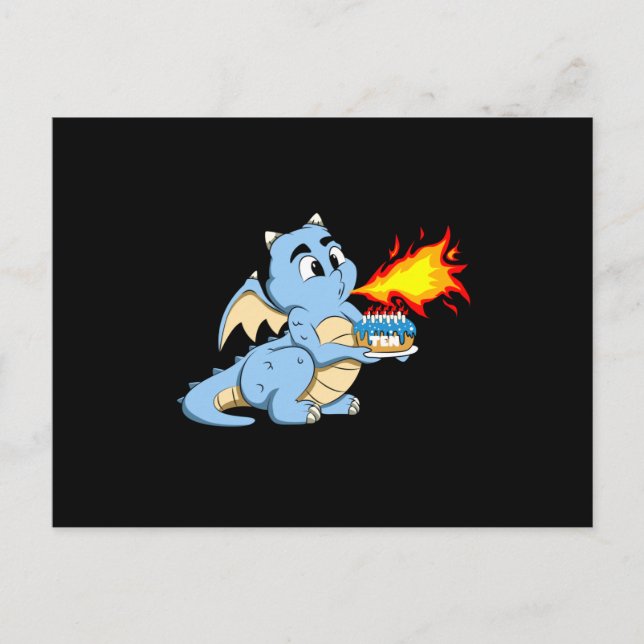 Postal DRAGON BIRTHDAY 10 10th Birthday Boy Cute Dragon (Anverso)