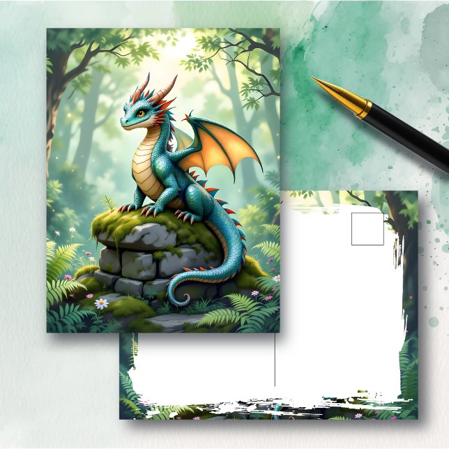 Postal Dragón caprichoso en piedra antigua (Subido por el creador)