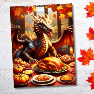 Postal Dragón celebrando el Día de Acción de Gracias