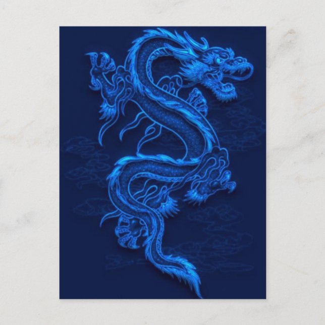 Postal Dragón chino azul (Anverso)