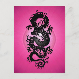 Postal Dragón Chino Explosión Rosa