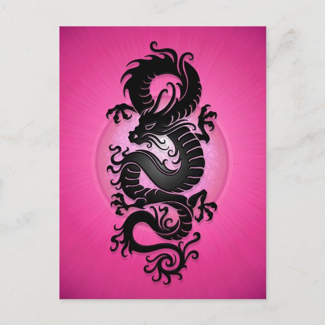 Postal Dragón Chino Explosión Rosa (Anverso)