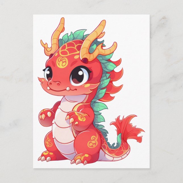 Postal Dragón chino lindo (Anverso)