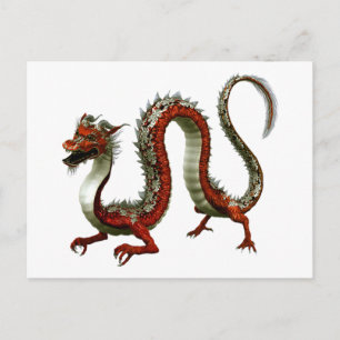 Postal Dragón chino rojo