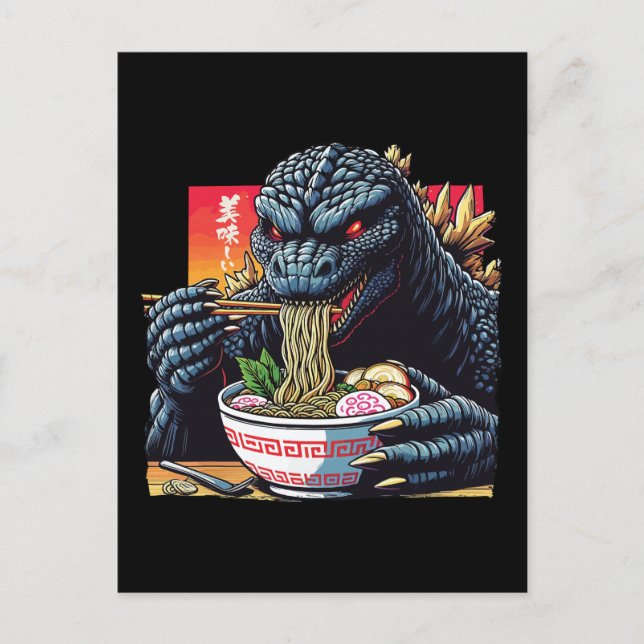 Postal Dragón comiendo ramen  (Anverso)
