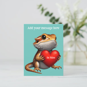 Postal Dragón con barba dulce San Valentín verde