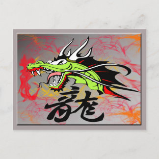 Postal Dragón con kanji